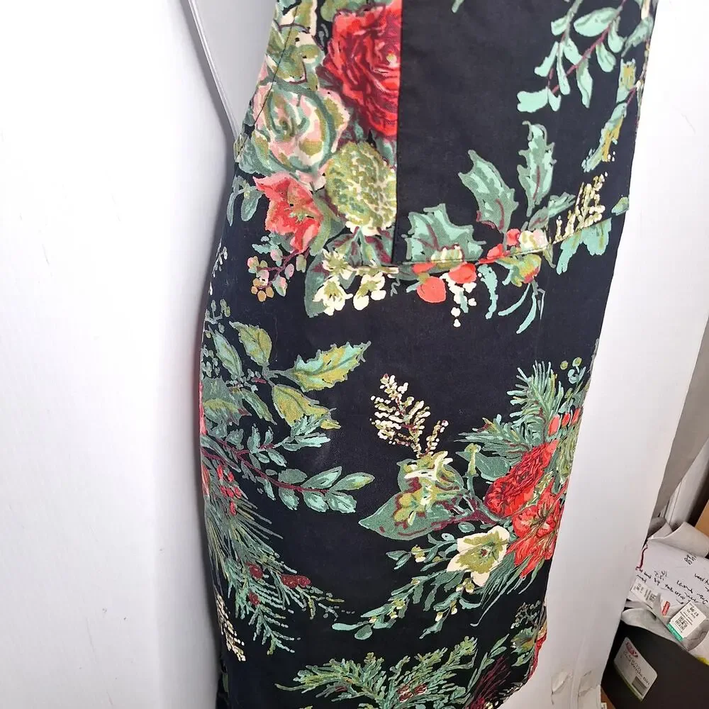 April Cornell Merry Floral Apron Cottagecore Holiday Christmas Cotton Canvas